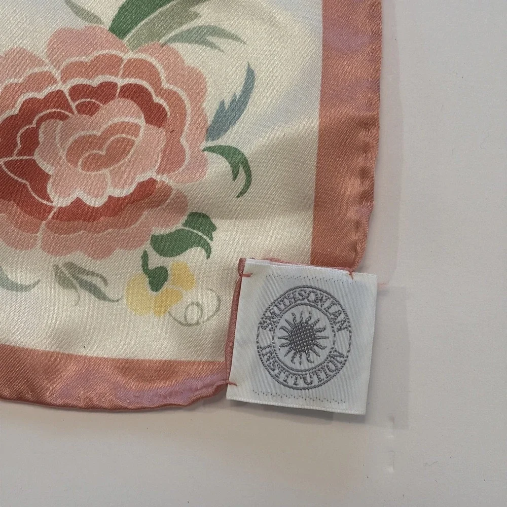 Vintage Smithsonian Institute Floral Silk Scarf 31